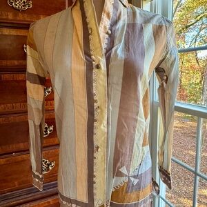 Vintage Emilio Pucci Brown/Cream/Tan Geometric Print Button Down Shirt